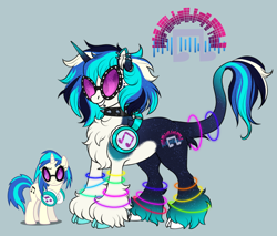 Size: 1280x1092 | Tagged: safe, artist:malinraf1615, imported from derpibooru, dj pon-3, vinyl scratch, pony, alternate design, choker, gray background, headphones, simple background, solo, spiked choker