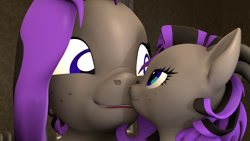 Size: 1280x720 | Tagged: safe, artist:arfcade, oc, oc only, oc:marshy, pony, 3d, female, looking at each other, mare