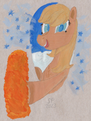 Size: 1080x1428 | Tagged: artist needed, safe, imported from derpibooru, applejack, earth pony, pony, orange coat, smiling, solo, traditional art