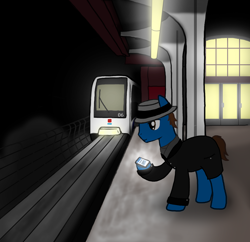 Size: 1424x1377 | Tagged: safe, artist:subway777, imported from derpibooru, oc, oc only, pony, solo, train