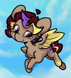 Size: 854x936 | Tagged: safe, artist:midnightpremiere, imported from derpibooru, oc, oc only, oc:hors, pegasus, commission, curly hair, flying, looking down, october, solo, your character here