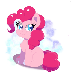 Size: 1917x1892 | Tagged: safe, artist:cinematic-fawn, imported from derpibooru, pinkie pie, earth pony, pony, abstract background, chibi, sitting, smiling, solo