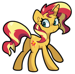 Size: 900x891 | Tagged: safe, artist:kindakismet, imported from derpibooru, sunset shimmer, pony, unicorn, bunset shimmer, butt, cutie mark, horn, looking back, plot, simple background, smiling, solo, transparent background