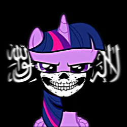 Size: 2048x2048 | Tagged: safe, imported from twibooru, twilight sparkle, altbrony, anti lgbt, far right, homophobia, image, islam, islamic, jihad, png, shahada, siege mask, transphobia, wahhabism