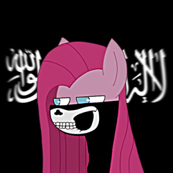 Size: 2048x2048 | Tagged: safe, imported from twibooru, pinkie pie, altbrony, anti lgbt, far right, homophobia, image, islam, jihad, pinkamena diane pie, png, shahada, siege mask, transphobia