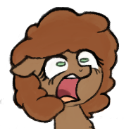 Size: 186x183 | Tagged: safe, artist:kabayo, imported from derpibooru, oc, oc only, oc:evergreen, pony, brown coat, brown mane, bust, female, filly, green eyes, open mouth, portrait, reaction image, screaming, shrunken pupils, simple background, snowpony (species), solo, taiga pony, transparent background, yakutian horse