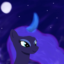 Size: 2048x2048 | Tagged: safe, artist:trrrebleee, artist:trrriple0dds, imported from derpibooru, princess luna, alicorn, drawing, moon, night, painting, solo