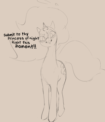 Size: 1710x1970 | Tagged: safe, artist:pukifurs, imported from derpibooru, nightmare moon, princess luna, angry, blushing, cute, doodle, funny, funny face, looking at you, shitposting, sketch, text, threat, threatening