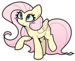 Size: 900x736 | Tagged: safe, artist:kindakismet, imported from derpibooru, fluttershy, pegasus, pony, blush sticker, blushing, simple background, smiling, solo, white background