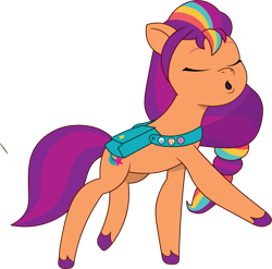 Size: 1293x1280 | Tagged: safe, artist:prixy05, imported from derpibooru, sunny starscout, earth pony, pony, dancing, eyes closed, female, g5, mane stripe sunny, mare, my little pony: tell your tale, simple background, solo, transparent background, vector