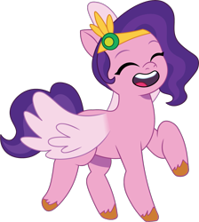 Size: 989x1106 | Tagged: safe, artist:prixy05, imported from derpibooru, pipp petals, pegasus, pony, dancing, eyes closed, female, g5, mare, my little pony: tell your tale, simple background, solo, spread wings, transparent background, vector, wings