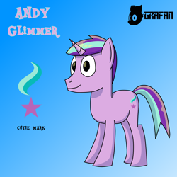 Size: 2500x2500 | Tagged: safe, artist:gradiusfanatic, imported from derpibooru, oc, oc only, oc:andy glimmer, pony, unicorn, horn, male, unicorn oc