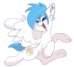 Size: 1620x1481 | Tagged: safe, artist:sharkydink, imported from derpibooru, oc, oc only, oc:azure horizon, pegasus, cute, happy, simple background, solo, white background, wings, young