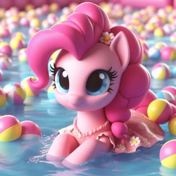 Size: 1024x1024 | Tagged: safe, imported from derpibooru, pinkie pie, earth pony, ai content, ai generated, prompter:pinkiepiepics, solo, water