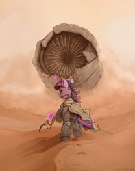 Size: 2057x2607 | Tagged: safe, artist:zeepheru_pone, imported from derpibooru, twilight sparkle, pony, sandworm, shai-hulud, unicorn, atg 2024, cape, clothes, dune, female, horn, mare, monster, newbie artist training grounds, sand, solo