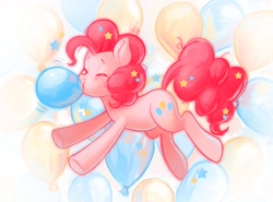 Size: 2048x1518 | Tagged: safe, artist:brdscker, imported from derpibooru, pinkie pie, earth pony, pony, balloon, blowing, blowing up balloons, eyes closed, female, inflating, mare, solo