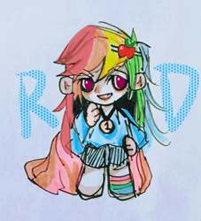 Size: 2842x3134 | Tagged: safe, artist:gushanqiu50960, imported from derpibooru, rainbow dash, human, human coloration, humanized, implied appledash, implied lesbian, implied shipping, solo