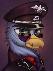 Size: 1605x2160 | Tagged: safe, artist:nurglich, imported from derpibooru, oc, oc only, oc:wingfried von katerinburg, griffon, equestria at war mod, bust, portrait, rise of gryphonia mod