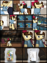 Size: 1750x2333 | Tagged: safe, artist:99999999000, imported from derpibooru, oc, oc only, oc:mar baolin, fish, pegasus, pony, tropical fish, comic:affection, bread, food, phone, tea, toast, yawn