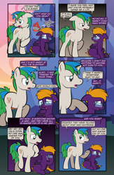 Size: 1920x2948 | Tagged: safe, artist:alexdti, imported from derpibooru, oc, oc only, oc:purple creativity, oc:star logic, pegasus, pony, unicorn, comic:quest for friendship retold, crying, female, horn, male, mare, stallion, twilight's castle