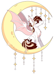 Size: 3384x4648 | Tagged: safe, artist:angellightyt, imported from twibooru, oc, bat pony, pony, bat pony oc, bat wings, crescent moon, image, moon, png, simple background, solo, transparent background, wings