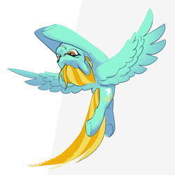 Size: 2500x2500 | Tagged: safe, artist:jewellier, imported from derpibooru, lightning dust, pegasus, pony, action pose, backflip, colored sketch, female, flying, frog (hoof), grin, high res, mare, simple background, sketch, smiling, solo, spread wings, underhoof, upside down, white background, wings