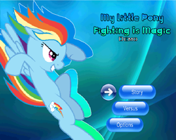 Size: 1229x978 | Tagged: safe, imported from twibooru, rainbow dash, fighting is magic, image, menu screen, png