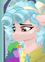 Size: 819x1120 | Tagged: safe, artist:minecake, imported from derpibooru, cozy glow, pegasus, pony, a better ending for cozy, adult, bust, cozy becomes a royal guard, older, older cozy glow, painted glass, pegasus royal guard, portrait, royal guard, solo