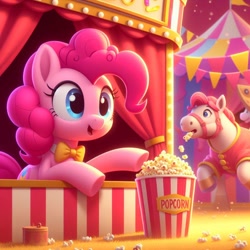 Size: 1024x1024 | Tagged: safe, imported from derpibooru, pinkie pie, ai content, ai generated, food, popcorn, prompter:pinkiepiepics, solo