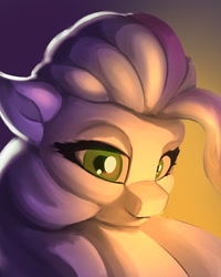 Size: 1080x1350 | Tagged: safe, artist:tyleks, imported from derpibooru, earth pony, pony, female, g5, lidded eyes, looking at you, mare, partial color, smiling, solo, sunny starscout's mother, wip