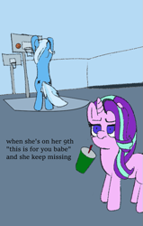 Size: 505x796 | Tagged: safe, imported from derpibooru, starlight glimmer, trixie, pony, unicorn, basketball, duo, duo female, female, horn, meme, shipping, sports