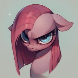 Size: 1024x1024 | Tagged: safe, imported from derpibooru, pinkie pie, ai content, ai generated, angry, generator:purplesmart.ai, generator:stable diffusion, pinkamena diane pie, prompter:pinkiebot, simple background, solo