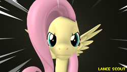 Size: 1920x1080 | Tagged: safe, artist:lancescout, imported from derpibooru, fluttershy, pegasus, pony, 3d, female, offscreen character, pov, solo, source filmmaker, speed lines, stare, staring at you, the stare