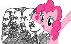 Size: 389x239 | Tagged: safe, artist:pinkstalinism, imported from twibooru, pinkie pie, human, communism, engelism, friedrich engels, image, josef stalin, karl marx, lenin, leninism, marxism, png, stalinism, vladimir lenin