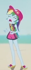 Size: 111x246 | Tagged: safe, imported from derpibooru, screencap, rainbow dash, human, aww... baby turtles, equestria girls, equestria girls series, clothes, cropped, eyes closed, female, my little pony equestria girls: better together, open mouth, picture for breezies, rainbow dash's beach shorts swimsuit, solo, swimsuit