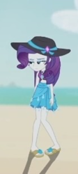 Size: 300x667 | Tagged: safe, imported from derpibooru, screencap, rarity, human, aww... baby turtles, equestria girls, equestria girls series, beach, clothes, cropped, female, my little pony equestria girls: better together, pigeon toed, rarity's blue sarong, rarity's purple bikini, sandals, solo, swimsuit