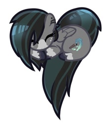 Size: 712x802 | Tagged: safe, artist:doodlesinky, imported from derpibooru, oc, oc only, oc:inky doodles, pegasus, pony, base used, blaze (coat marking), coat markings, ear piercing, facial markings, freckles, heart pony, nonbinary, piercing, simple background, sleeping, solo, unshorn fetlocks, white background