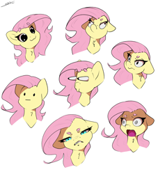 Size: 3000x3300 | Tagged: safe, artist:skitsroom, imported from derpibooru, fluttershy, pegasus, pony, :i, angry, annoyed, cute, expressions, eye bulging, facial expressions, female, mare, open mouth, shocked, shyabetes, simple background, solo, white background