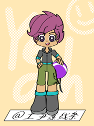 Size: 1080x1440 | Tagged: safe, artist:土笋冻线条, imported from derpibooru, scootaloo, human, equestria girls, female, humanized, panty and stocking with garterbelt, solo, solo female