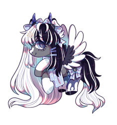 Size: 1548x1650 | Tagged: safe, artist:morninglory-sky, imported from derpibooru, oc, oc:oreo cream, pegasus, pony, clothes, colored wings, female, mare, scarf, simple background, solo, transparent background, two toned wings, wings