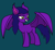 Size: 888x820 | Tagged: safe, artist:vanilla5751, oc, oc:lilac, oc:lilac zelena, bat pony, pony, base used, bat pony oc, bat wings, blue mane, deep blue background, fangs, g4, green eyes, ponerpics community collab 2024, purple coat, solo, wings