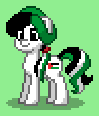 Size: 196x228 | Tagged: safe, imported from derpibooru, oc, oc only, earth pony, pony, pony town, green background, nation ponies, palestine, ponified, ponytail, simple background, solo