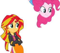 Size: 2862x2520 | Tagged: safe, edit, edited screencap, editor:homersimpson1983, imported from derpibooru, screencap, pinkie pie, sunset shimmer, human, equestria girls, background removed, duo, duo female, female, not a vector, simple background, transparent background