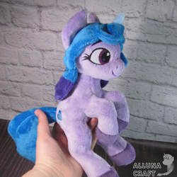 Size: 1200x1200 | Tagged: safe, artist:allunacraft, imported from derpibooru, izzy moonbow, pony, unicorn, female, g5, horn, irl, mare, photo, plushie, solo