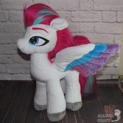 Size: 1200x1200 | Tagged: safe, artist:allunacraft, imported from derpibooru, zipp storm, pony, adorazipp, cute, g5, irl, photo, plushie, solo