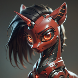 Size: 1024x1024 | Tagged: safe, imported from derpibooru, oc, robot, unicorn, ai content, ai generated, female, generator:pony diffusion v6 xl, generator:stable diffusion, horn, prompter:teonanakatle, solo