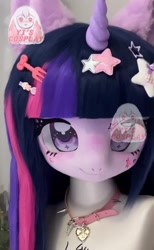 Size: 750x1217 | Tagged: safe, imported from derpibooru, twilight sparkle, human, unicorn, aliexpress, clothes, costume, horn, humanized, irl, kigurumi, mask, photo, solo, wig