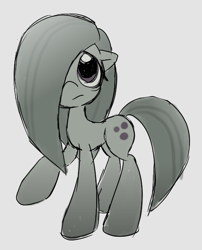 Size: 502x622 | Tagged: safe, artist:hellworldnohope, imported from derpibooru, marble pie, earth pony, pony, hair over one eye, sad, simple background, solo