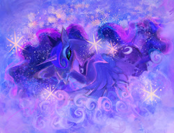 Size: 2048x1565 | Tagged: safe, artist:eyerealm, imported from derpibooru, princess luna, alicorn, pony, cloud, lying down, prone, solo