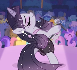 Size: 1336x1220 | Tagged: safe, artist:cstrawberrymilk, imported from derpibooru, amethyst star, ponet, rainbowshine, sparkler, twinkleshine, oc, oc:harmony sparkle, pony, unicorn, clothes, dress, female, horn, mare, microphone